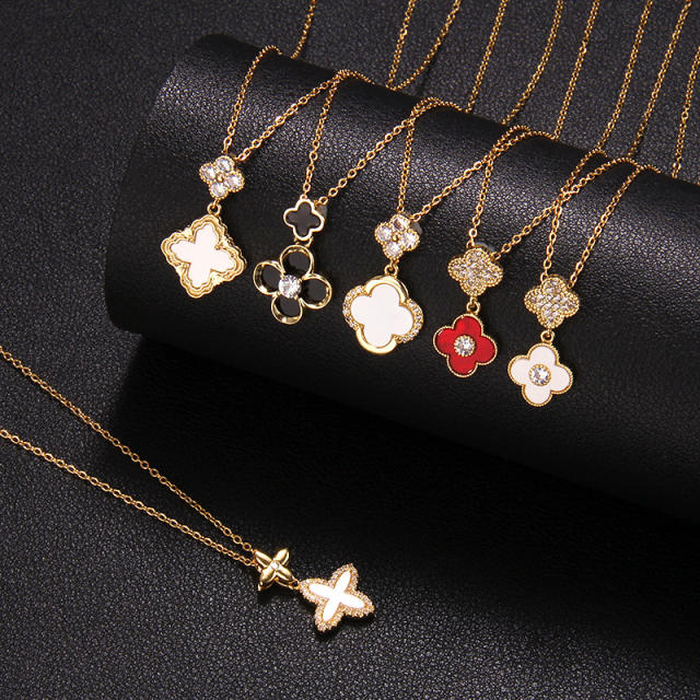 Delicate clover series dainty stainless steel necklace