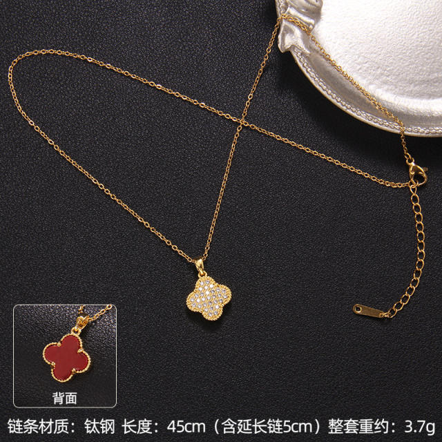 Delicate clover series dainty stainless steel necklace