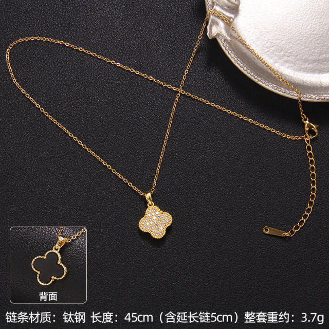 Delicate clover series dainty stainless steel necklace