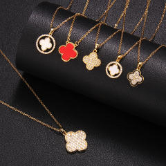 Delicate clover series dainty stainless steel necklace