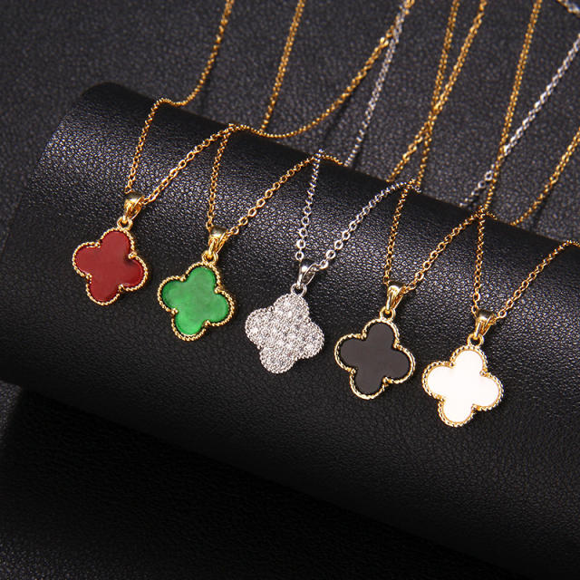 Delicate clover series dainty stainless steel necklace