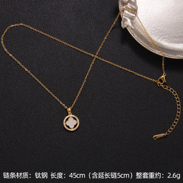 Delicate clover series dainty stainless steel necklace