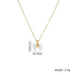 Delicate cute bow pendant dainty stainless steel chain necklace