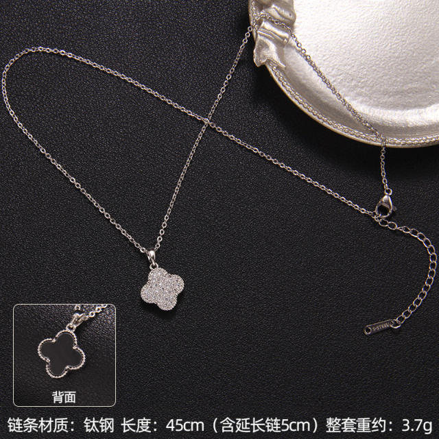 Delicate clover series dainty stainless steel necklace