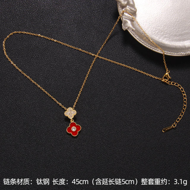 Delicate clover series dainty stainless steel necklace