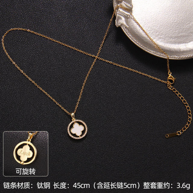 Delicate clover series dainty stainless steel necklace