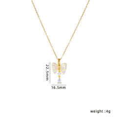 Delicate cute bow pendant dainty stainless steel chain necklace