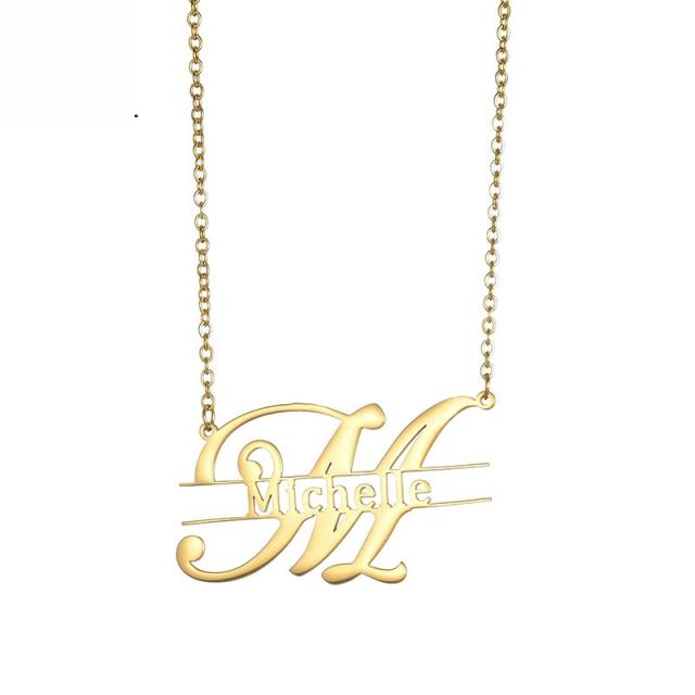 DIY personality name necklace initial letter stainless steel necklace