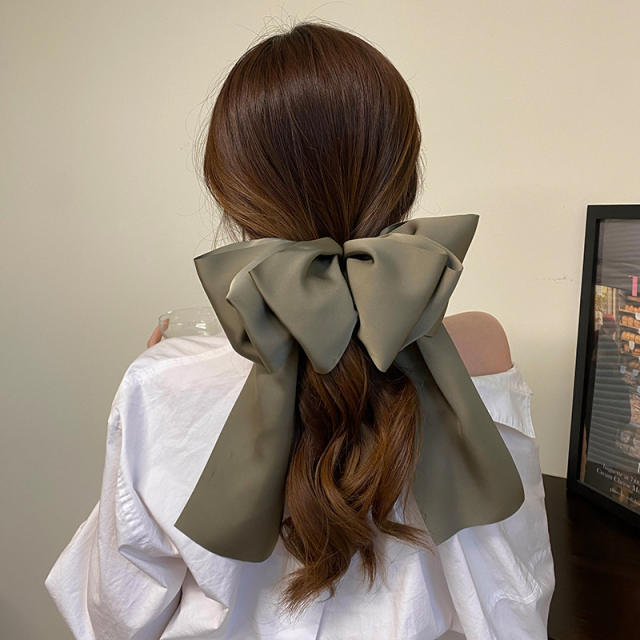 Elegant large size bow tassel hair claw clips for women