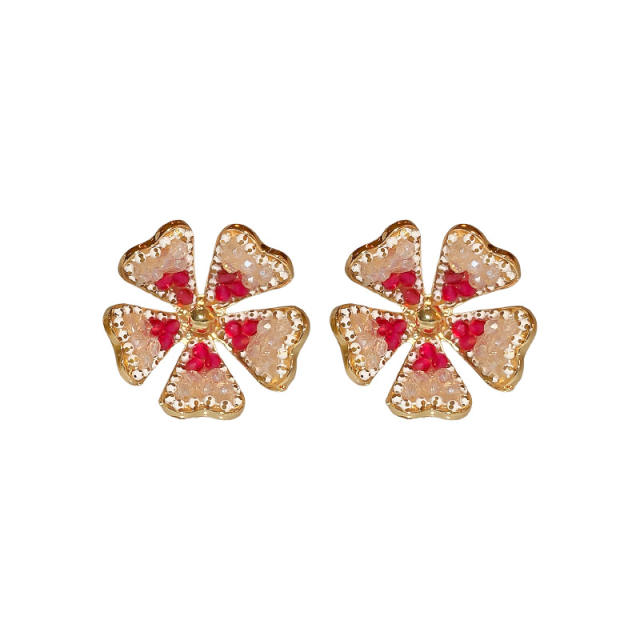 925 needle delicate diamond flower studs earrings