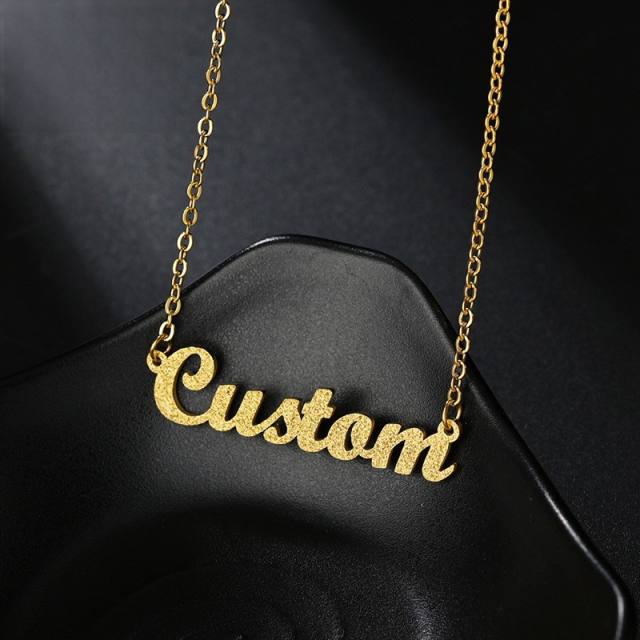 Concise frosted pattern custom name stainless steel necklace earrings bangles bracelet