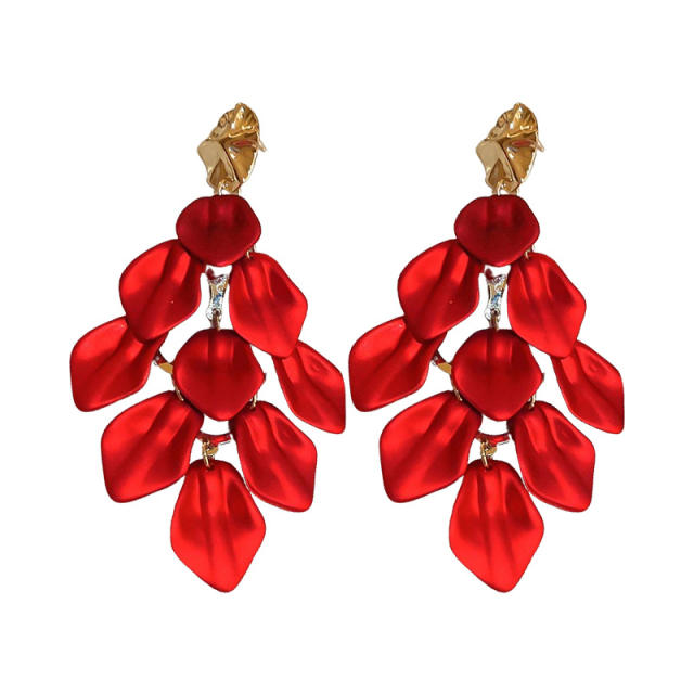 925 needle spring colorful petal flower dangle earrings