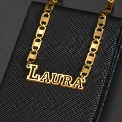 DIY hollow out name stainless steel custom necklace bracelet set