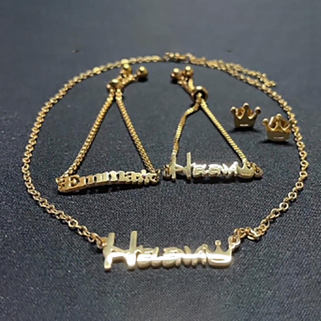 DIY custom name stainless steel necklace bracelet rings for kids