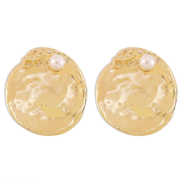 Chunky geometric shape mirror design alloy women earrings