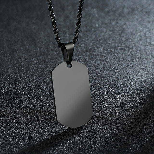 Hot sale engrave letter picture dog tag pendant stainless steel necklace