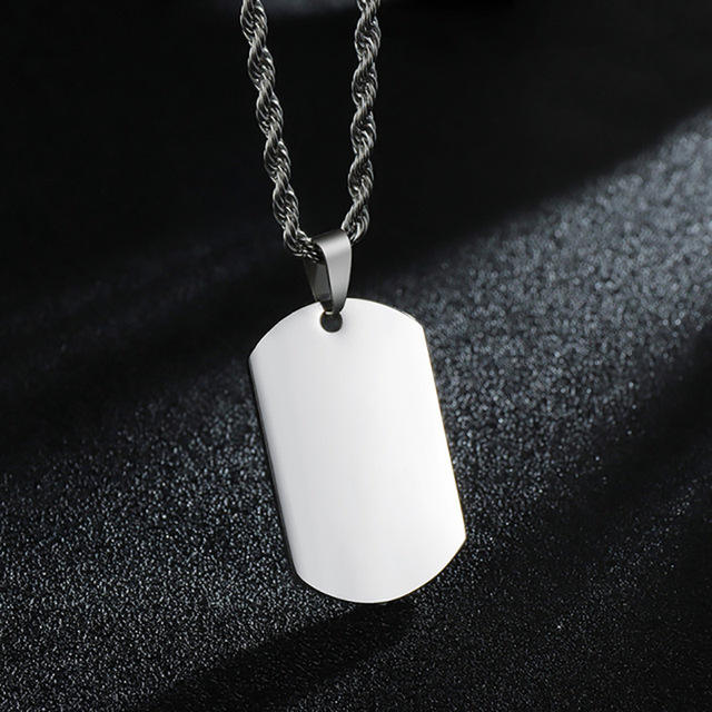 Hot sale engrave letter picture dog tag pendant stainless steel necklace