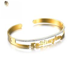 Delicate hollow out custom name diamond cuff bangles