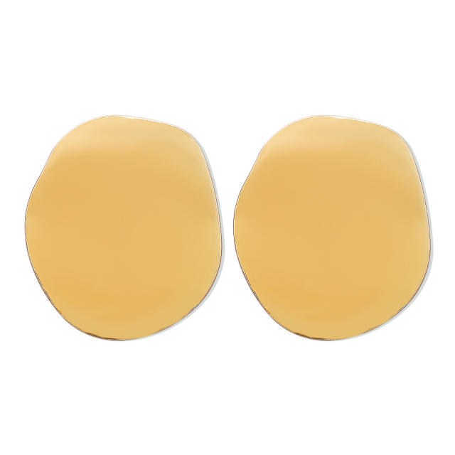 Chunky geometric shape mirror design alloy women earrings