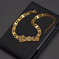 DIY hollow out name stainless steel custom necklace bracelet set