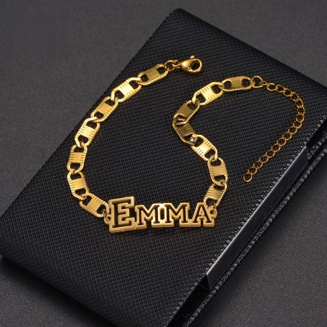 DIY hollow out name stainless steel custom necklace bracelet set