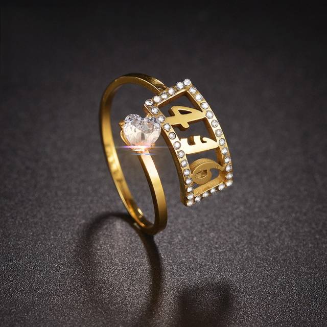 Hot sale diamond custom name number stainless steel rings