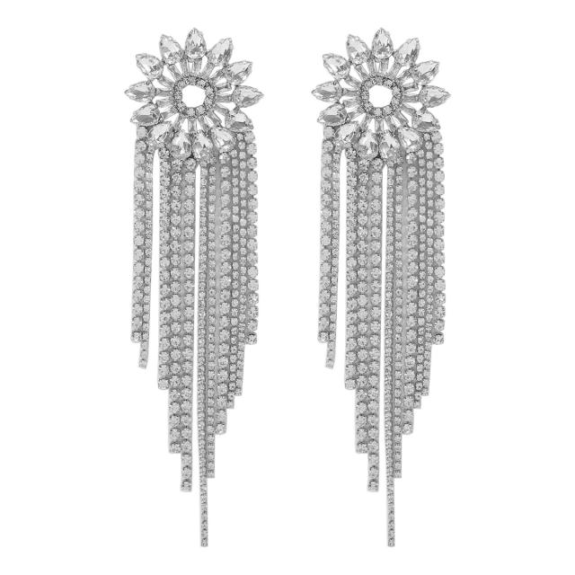 Luxury diamond long tassel chunky women earrings