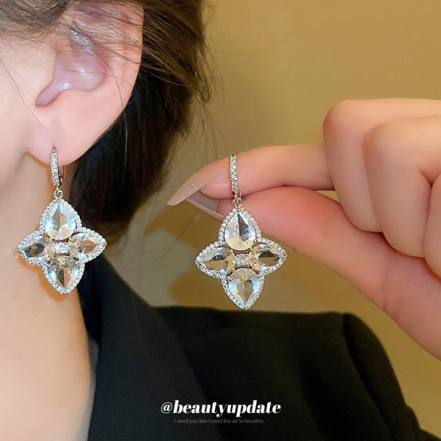 Delicate colorful cubic zircon diamond huggie earrings for women
