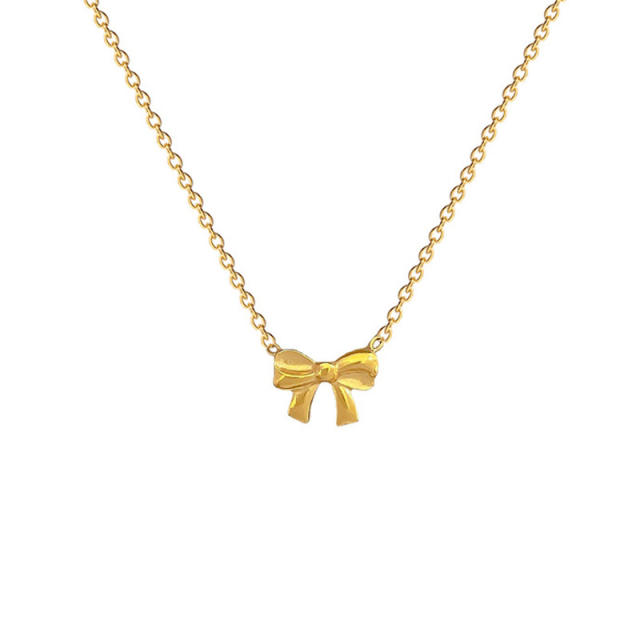 Dainty bow stainless steel necklace