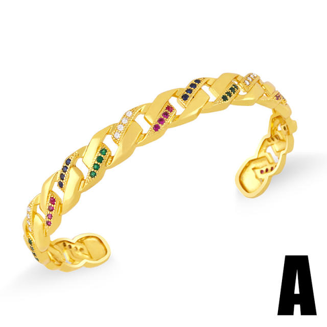 Hot sale personality diamond butterfly lepard gold plated copper bangle bracelet
