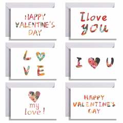 6pcs set Valentine's Day greeting cards with envelop stickers