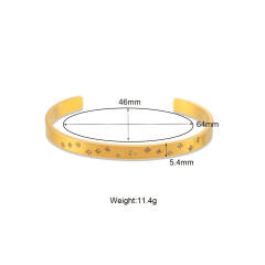 Concise cubic zircon star stainless steel cuff bangle bracelet