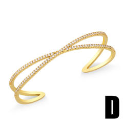 Punk trend diamond cuban link chain snake gold plated copper bangle bracelet
