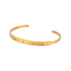 Concise cubic zircon star stainless steel cuff bangle bracelet
