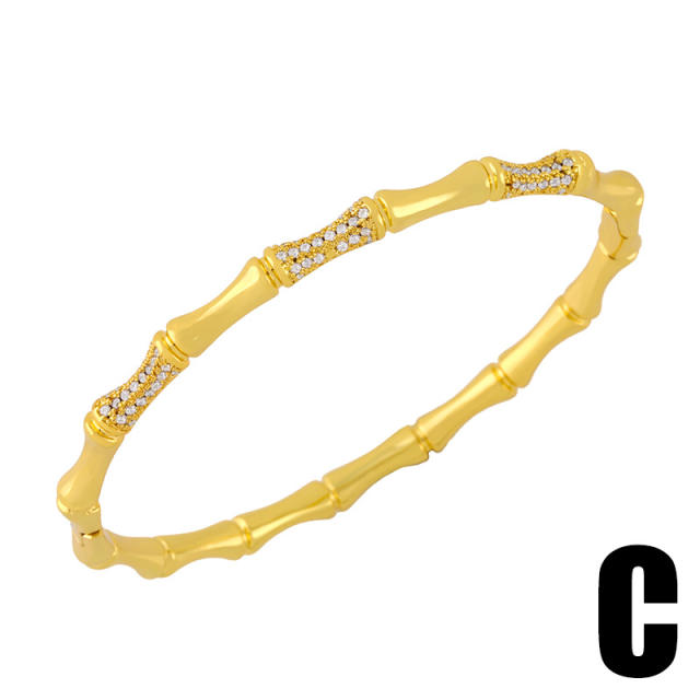 Personality diamond evil eye happy letter gold plated copper bangle