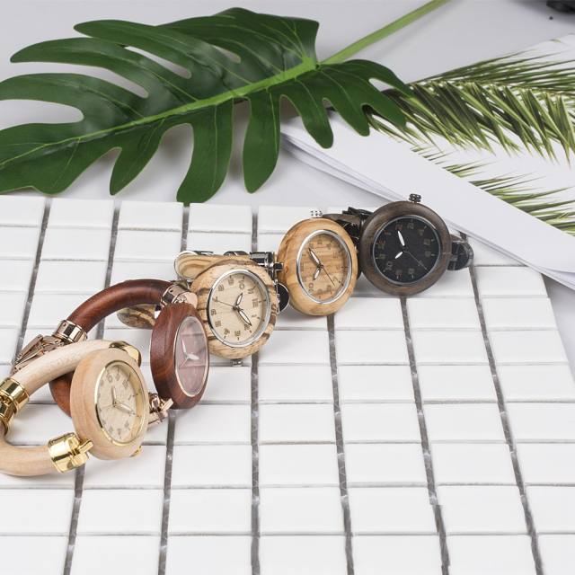 Personality wooden material bangle design women watches