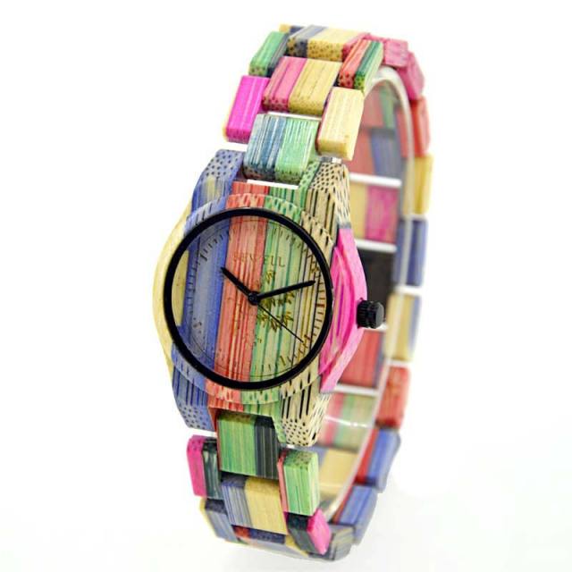 Personality colorful wooden material watches for women