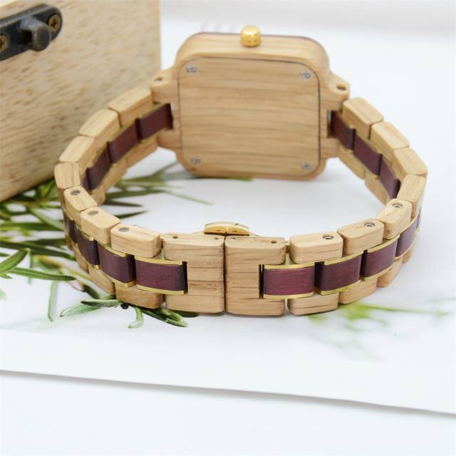 Popular wooden material square design women watches