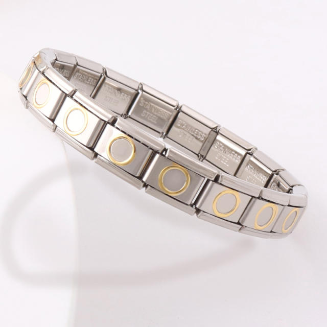 Hot sale block design stainless steel elastic bangle bracelet