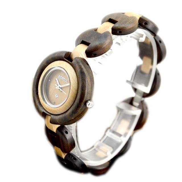 Creative popular round design wooden watches for women