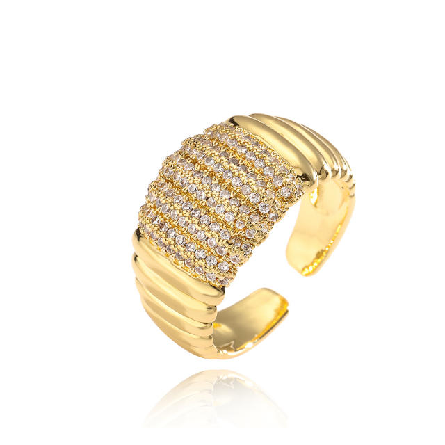 18KG hiphop diamond chunky gold plated copper finger rings