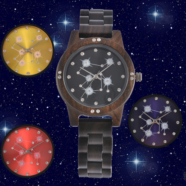Delicate shiny starry sky wooden watches for women