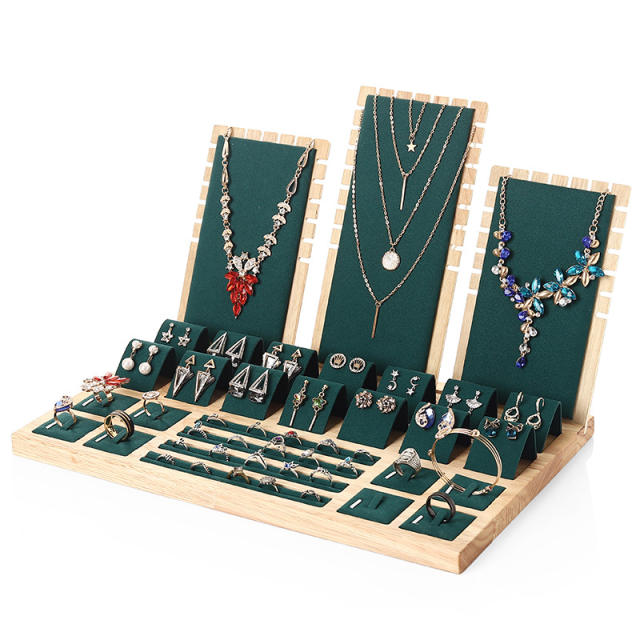 Bamboo wood material jewelry dispaly set with tray