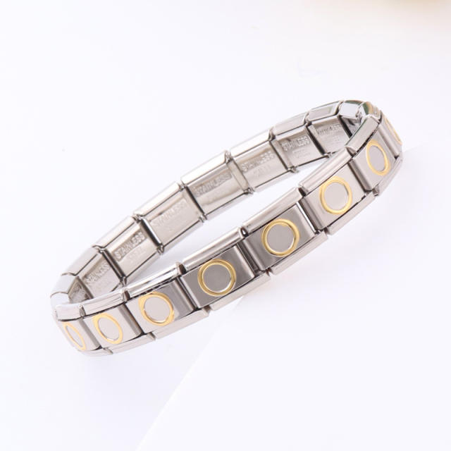 Hot sale block design stainless steel elastic bangle bracelet