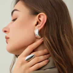 Chunky silver color stainless steel finger rings