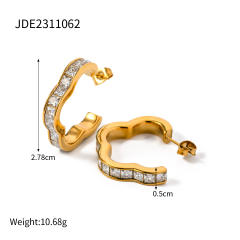 18KG delicate cubic zircon flower shape hoop stainless steel earrings