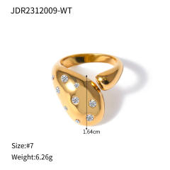 18KG chunky water drop design colorful diamond stainless steel finger rings