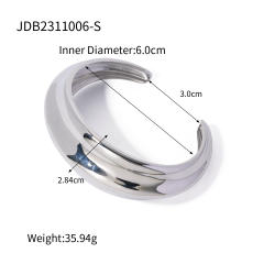 Chunky silver color stainless steel cuff bangle