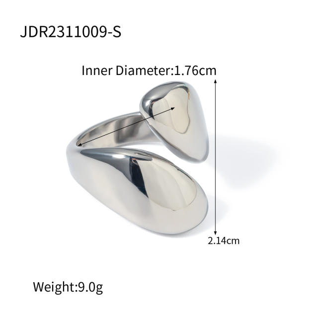 Chunky 18KG geometric design stainless steel finger rings
