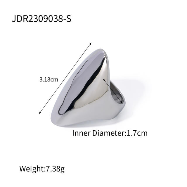 Chunky silver color stainless steel finger rings